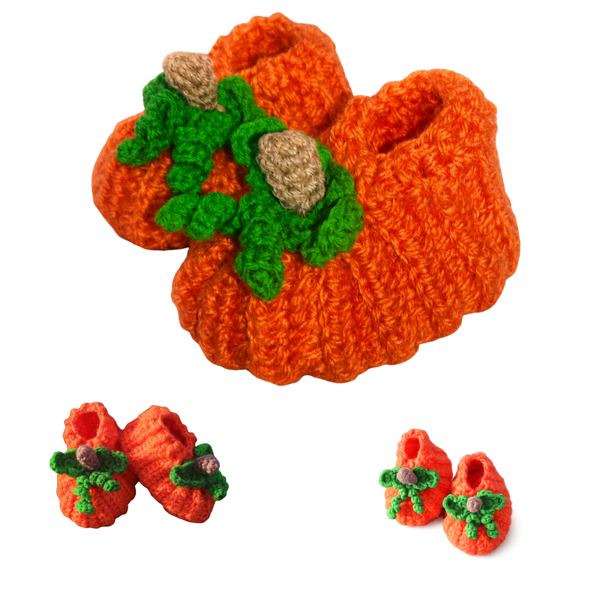Pumpkin Baby Booties Crochet Pattern PDF – 3 Sizes