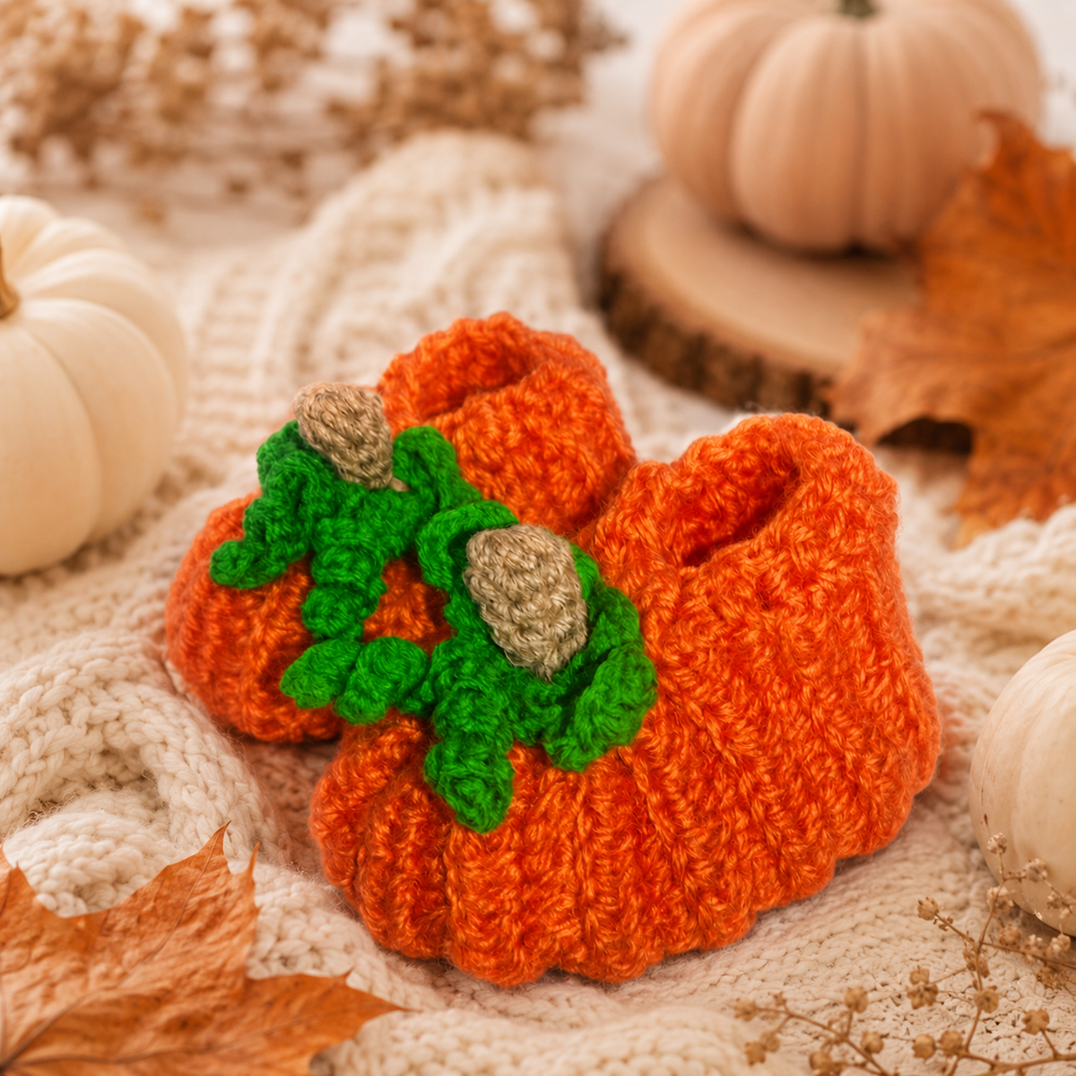 Pumpkin Baby Booties Crochet Pattern PDF – 3 Sizes
