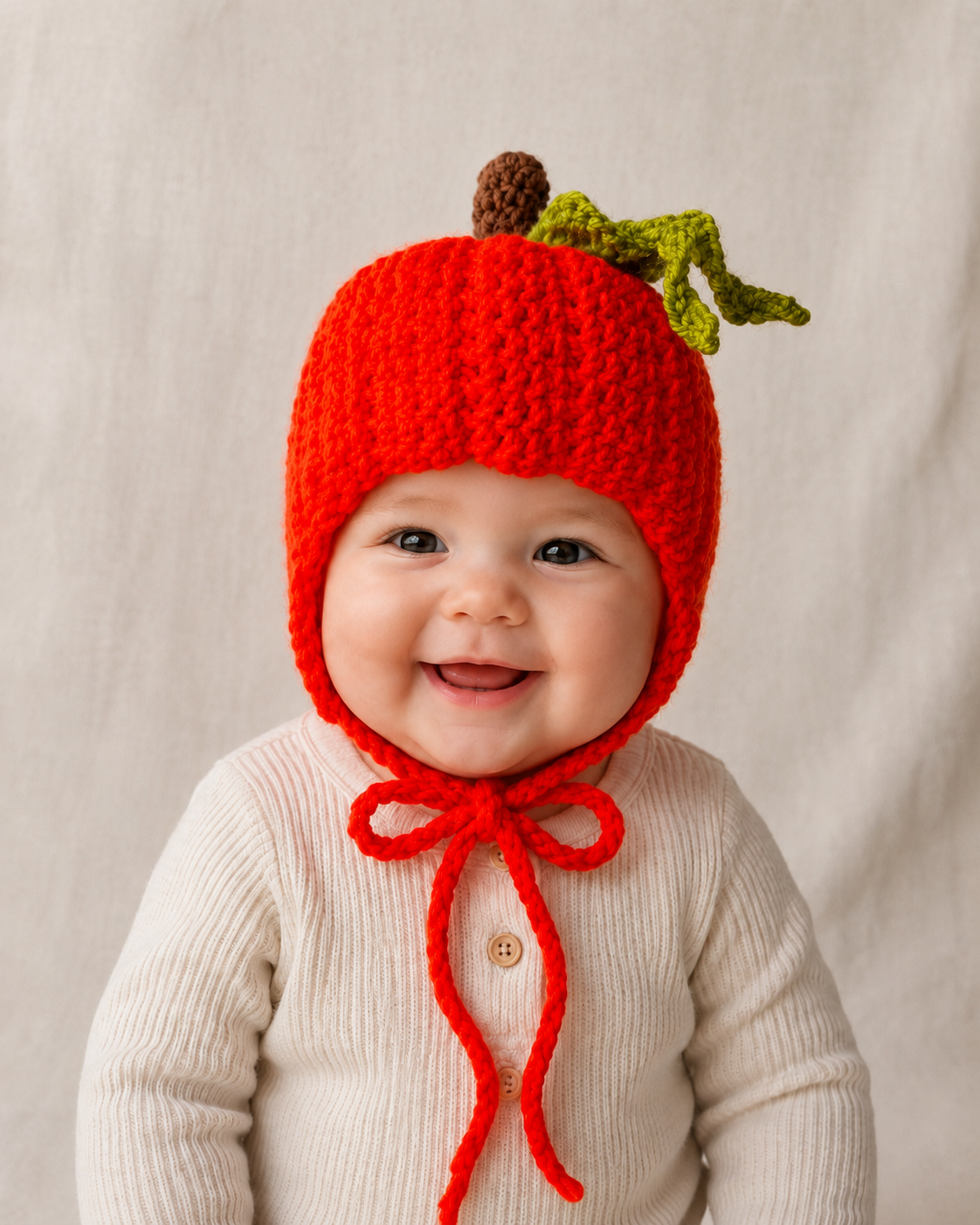Pumpkin Baby Bonnet Crochet Pattern PDF – 3 Sizes