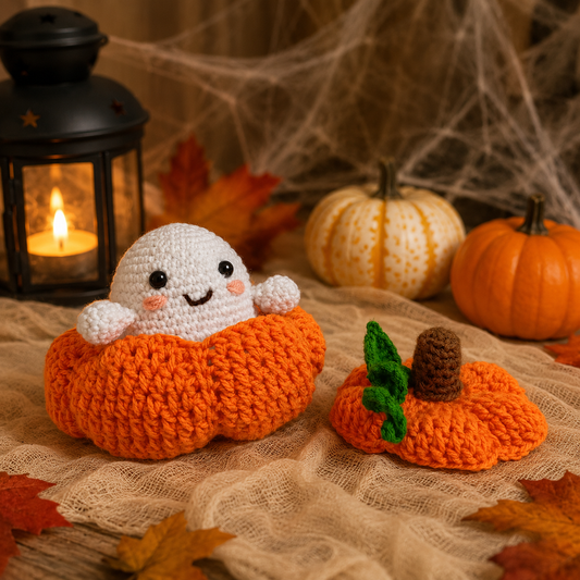 Boo the Ghost & Pumpkin 2-in-1 Amigurumi Crochet Pattern