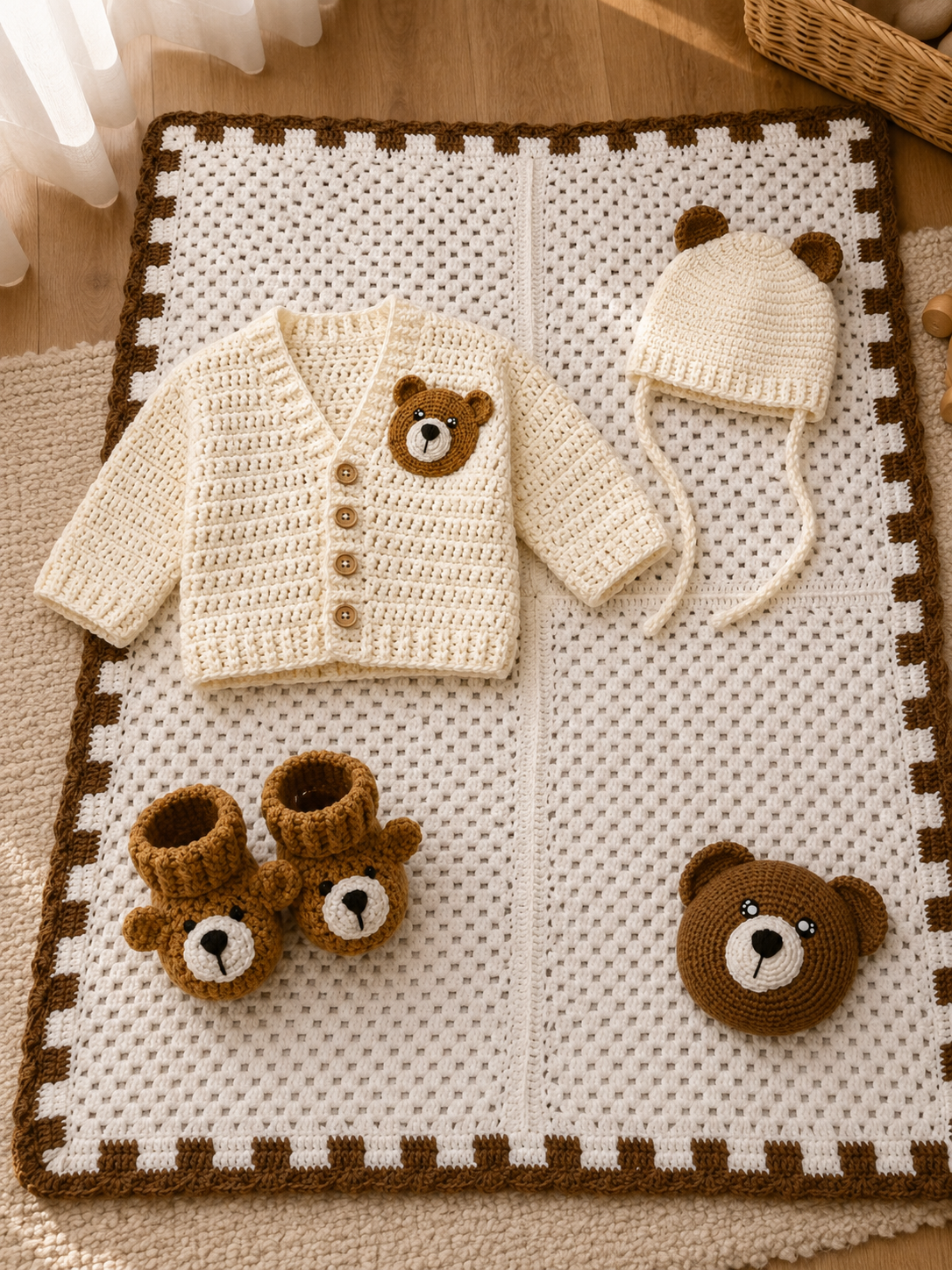 Crochet Teddy Themed Baby Bundle