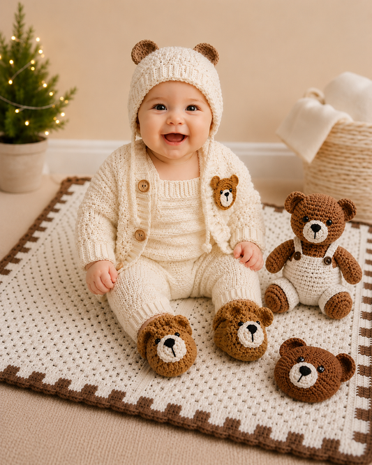 Crochet Teddy Themed Baby Bundle