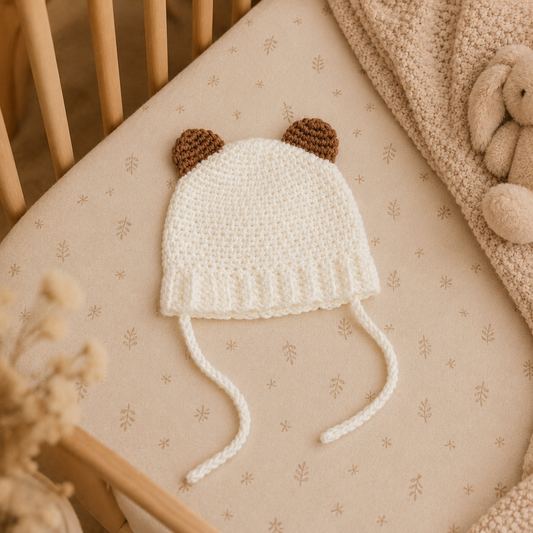 Teddy Bear Baby Bonnet Crochet Pattern