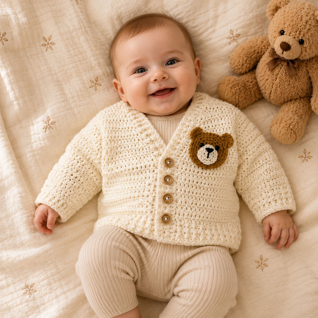 Crochet Teddy Themed Baby Clothes Bundle