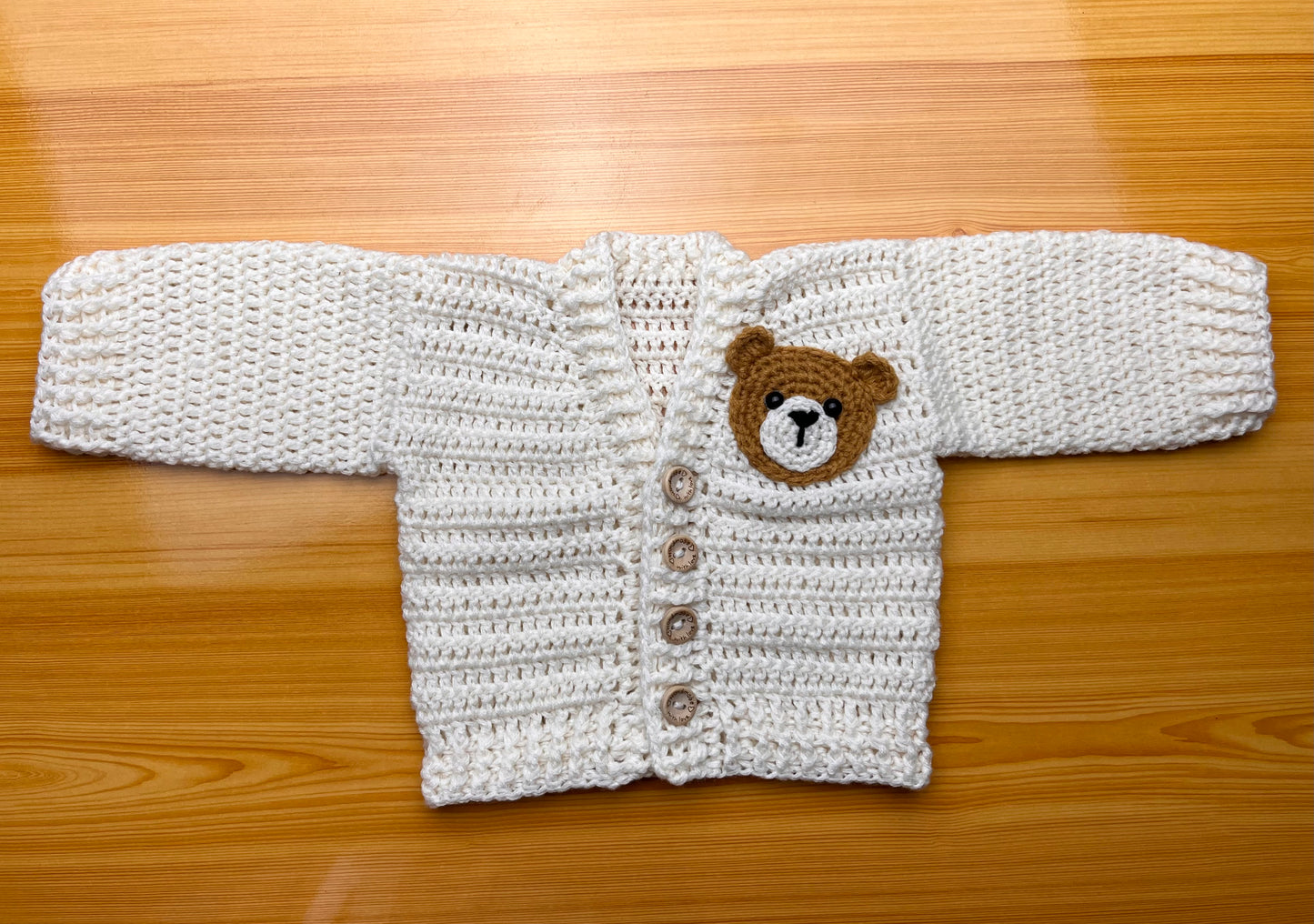 Teddy Bear Baby Cardigan Crochet Pattern