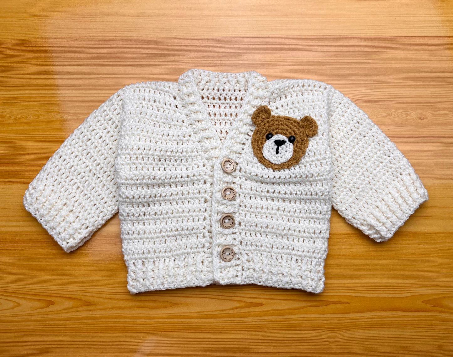 Teddy Bear Baby Cardigan Crochet Pattern