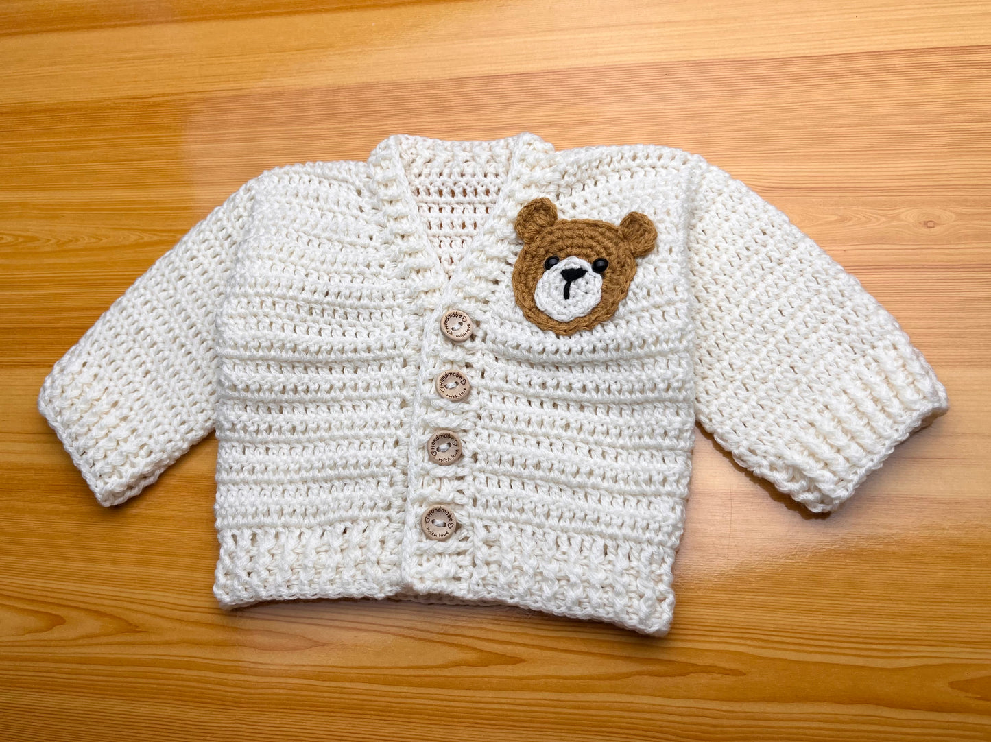 Teddy Bear Baby Cardigan Crochet Pattern