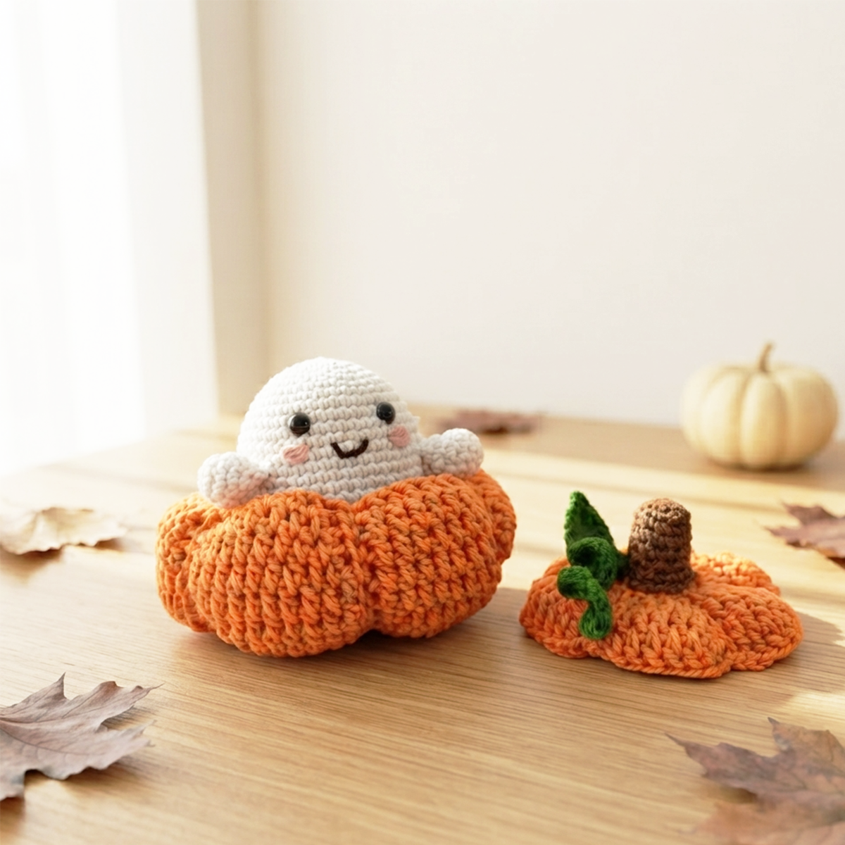 Boo the Ghost & Pumpkin 2-in-1 Amigurumi Crochet Pattern