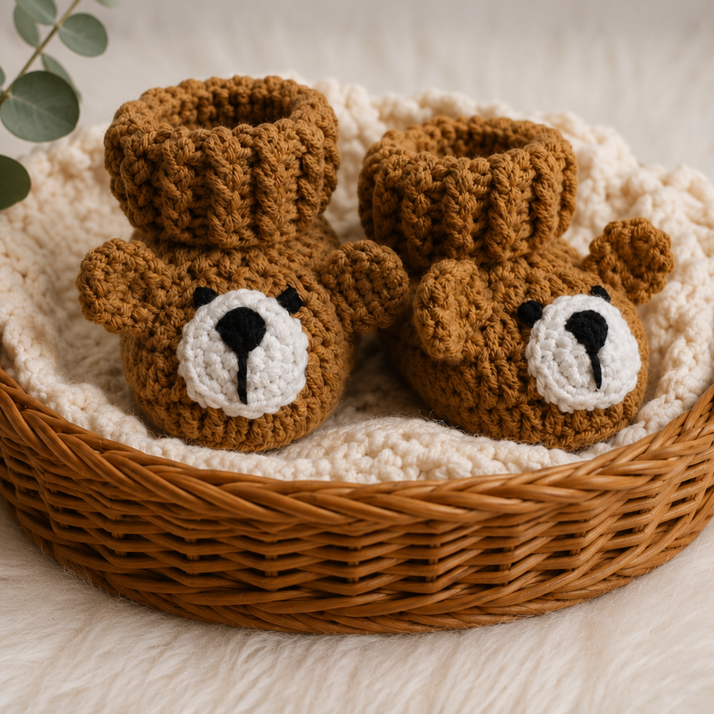 Baby Teddy Bear Booties Crochet Pattern
