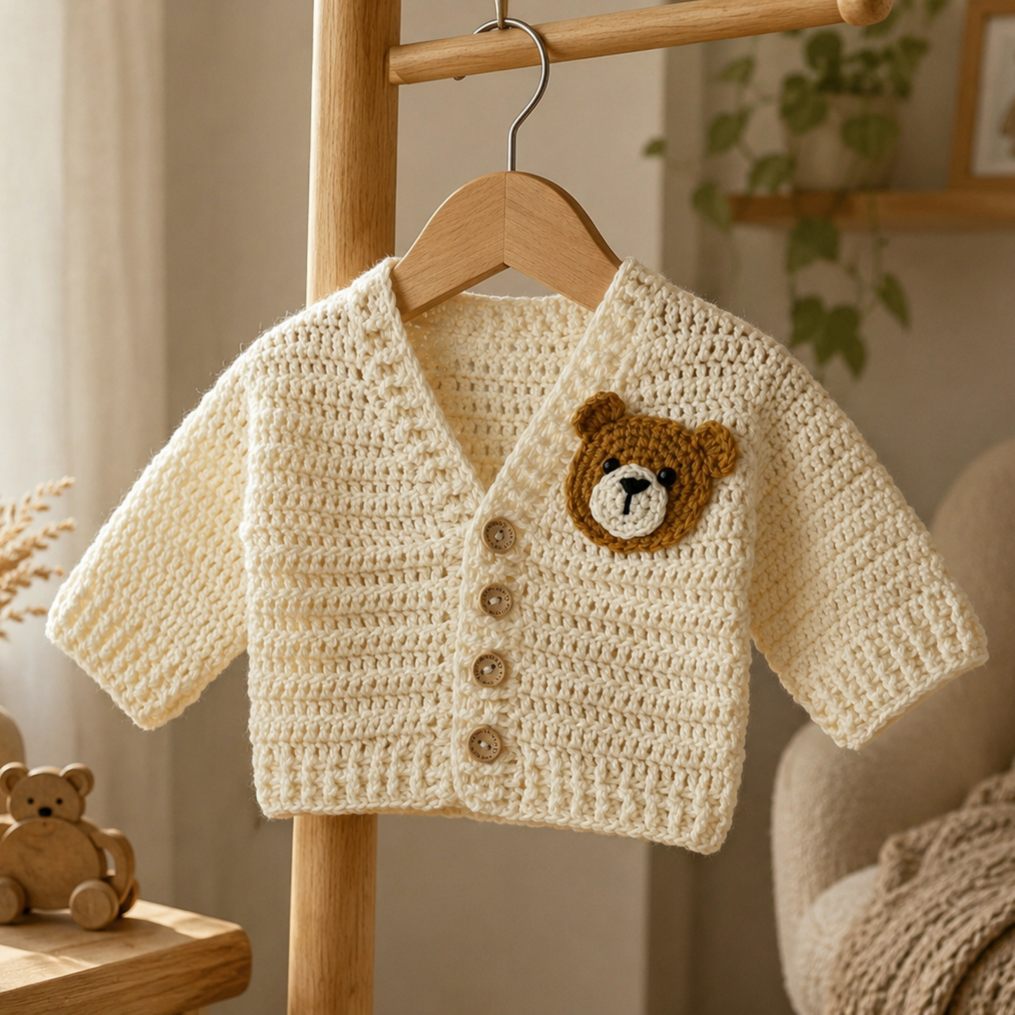 Teddy Bear Baby Cardigan Crochet Pattern