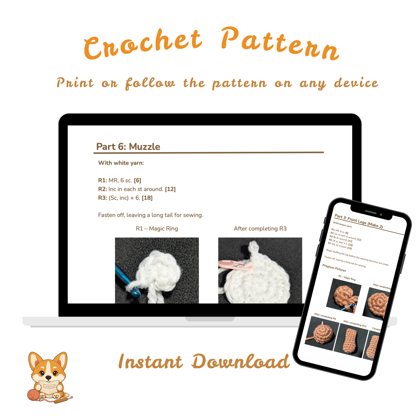 Poppy the Corgi Dog Crochet Pattern - NEW