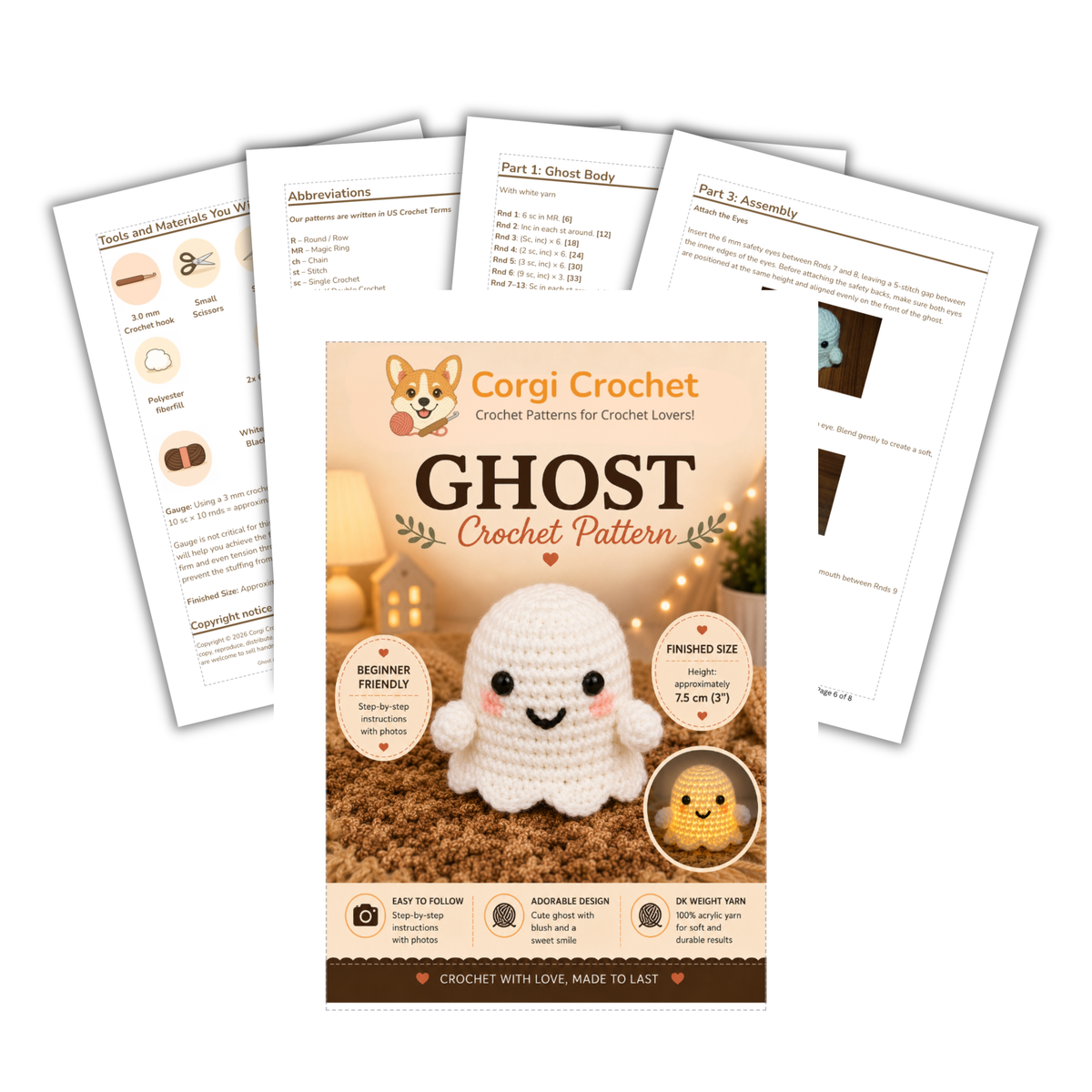 Wisp the Ghost Amigurumi Crochet Pattern PDF